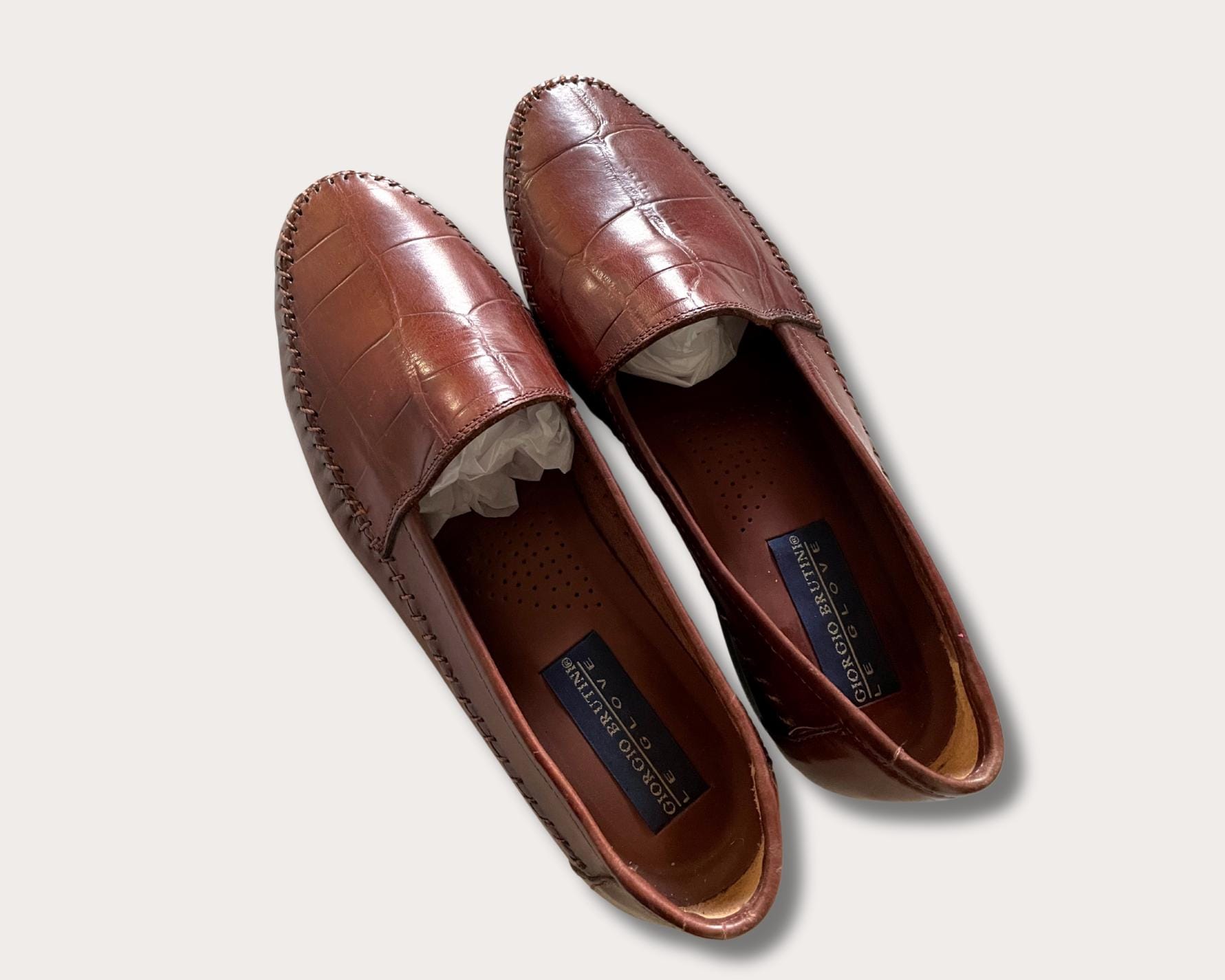 Vintage Toffee Croc Leather Loafers Croc Brown Leather Loafers