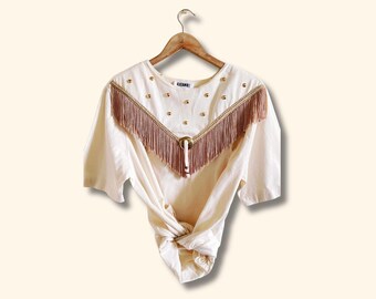 Vintage Western 80s Fringe Studded Thick TShirt | Western Shirt | Vintage Western | Vintage 80s Gitano