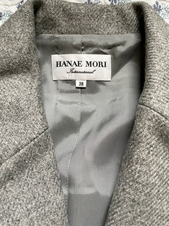 Hanae Mori Wool Cashmere Grey Blazer Skirt Suit |… - image 2