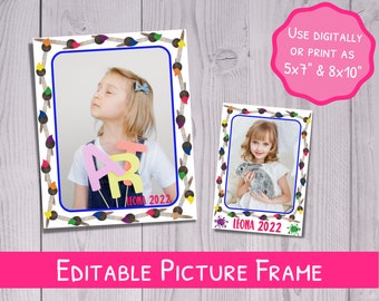 Paint Birthday Picture Frame - Rainbow Party Digital Photo Frame - Customized Frame Photo - Art Birthday Photo - Craft themed Birthday