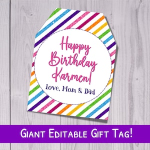 Giant Gift Tag - Rainbow Gift Tag - Extra Large Tags Digital - Personalized Tags For Gift - Custom Tags - Stripes   WPW002