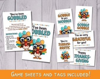 You've Been Gobbled Thanksgiving Game: Printable Turkey Gift (PDF)