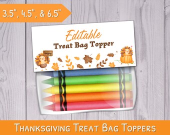 Thanksgiving Treat Bag Topper: Watercolor Turkey Design (Editable, Digital Download)