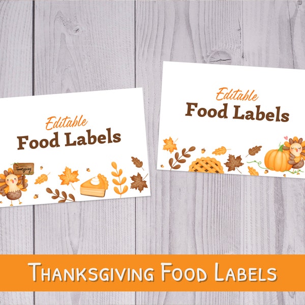 Thanksgiving Food Labels Printable - Fall Food Tents - Editable Table Numbers - Personalized Decorations - Custom Food Labels - WPW003