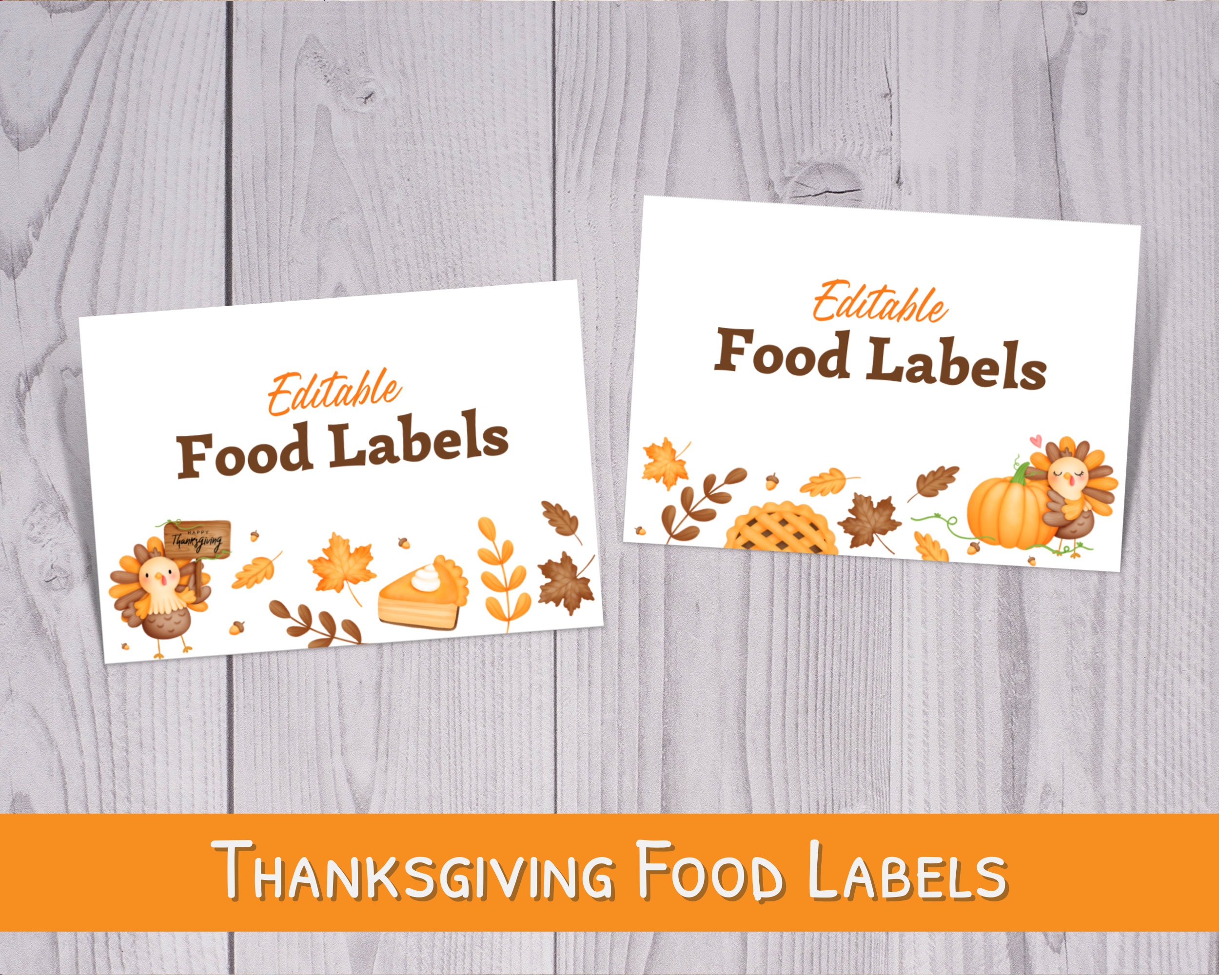thanksgiving food labels: editable fall table numbers (pdf) - etsy