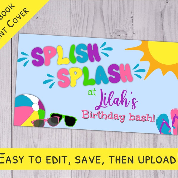 Facebook Event Cover Birthday - Splash Pad Birthday - Girl's Birthday Evite - Facebook Banner Photo