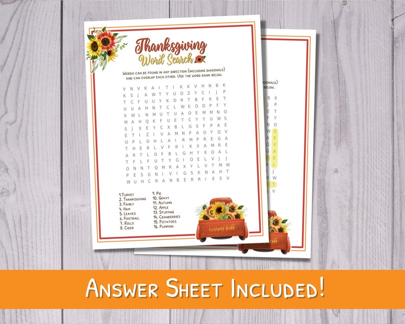 Fall Word Search Fun Fall Printable Games Autumn Game for Kids Fall Party Word Search Fall Family Fun Games WPW003 image 1