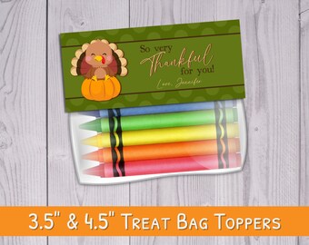 Thanksgiving Treat Bag Topper: Turkey & Pumpkin Design (Digital Download)