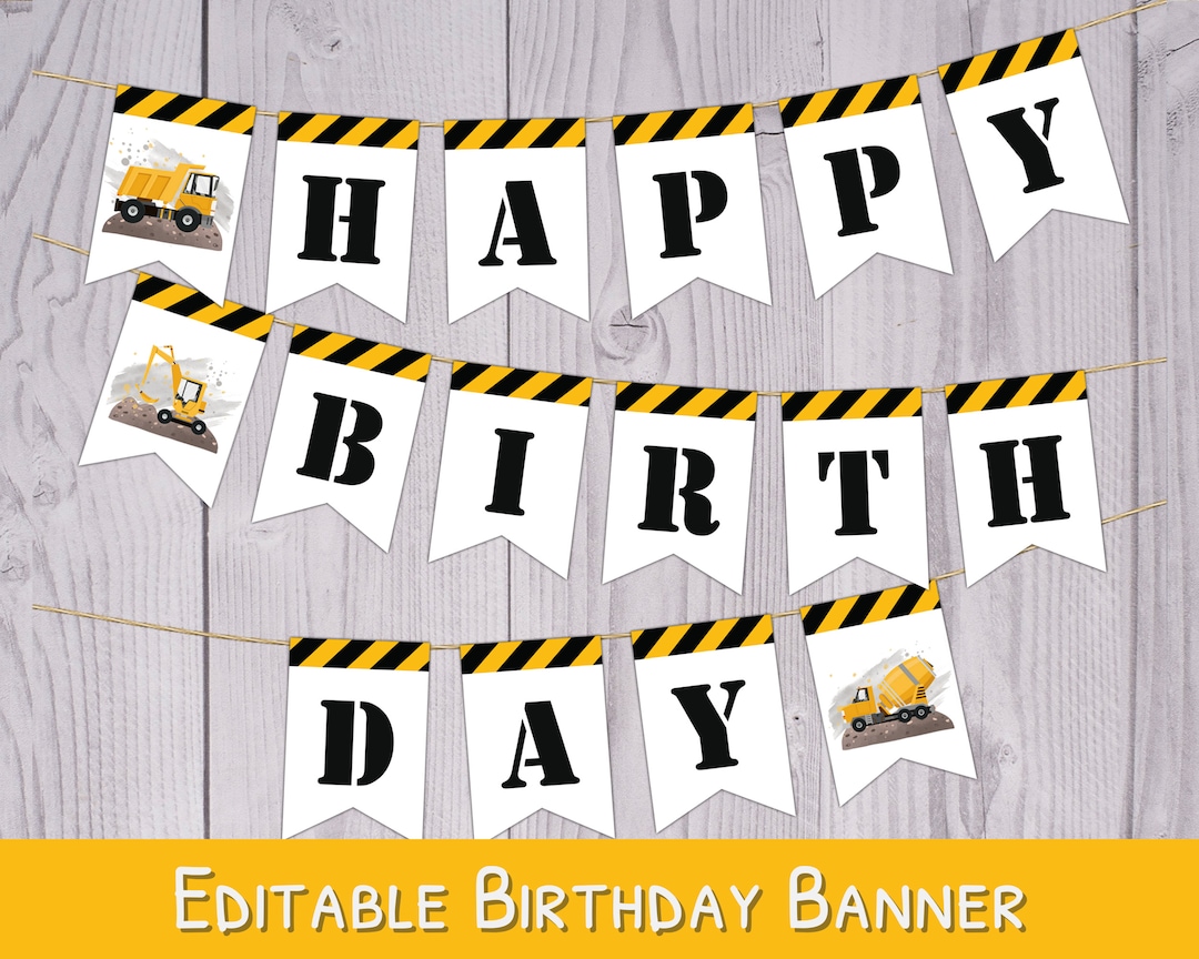 Construction Birthday Banner - Printable Birthday Banner for Boy ...