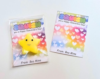 Assembled Squish Valentine Cards for Classroom - Non-Candy Fidget Toy Gift Set for Kids & Students