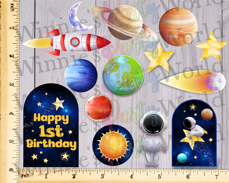 Printable Space Cake Topper Out of This World Space Birthday - Etsy