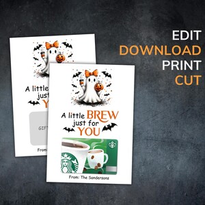 Bearbeitbare Halloween-Geschenkkarte zum Ausdrucken - Kleines Gebräu Nur für Sie Geschenkkartenhalter - Kaffee-Geschenkkarte - Lehrer-Halloween-Geschenk-Glaube