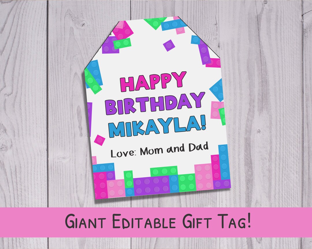 Giant Building Block Gift Tag Extra Large Gift Tag Etsy