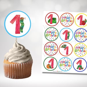Hungry Caterpillar Cupcake Toppers - Printable Cupcake Topper - DIY Cupcake Decoration - 1st Birthday Decorations WPW016