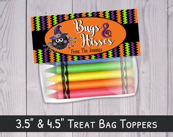 Halloween Treat Bag Toppers Printable - Bugs And Hisses - Halloween Spider Party Favor Printable - Custom WPW005