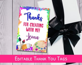 Paint Party Thank You Tags - Art Party Thank You Gift Tags - Tags For Favors - Custom Favor Tags - Craft Party