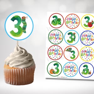 Hungry Caterpillar Cupcake Toppers - Printable Cupcake Topper - DIY Cupcake Decoration - 3rd Birthday Decorations WPW016