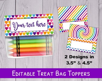 Rainbow Treat Bag Topper - Rainbow Unicorn Birthday - Editable Party Favor - Personalized Birthday Decorations - Custom Treat Labels WPW002