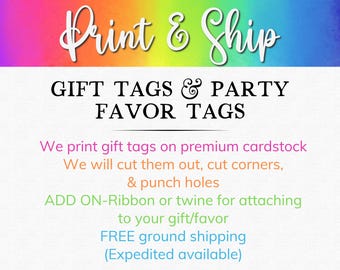 Printed Gift Tags: Custom Party Favor Tag Printing Service