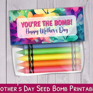 Muttertag Samenpapier - Seed Bomb Gastgeschenke - Glücklicher Muttertag zum Ausdrucken - Muttertag Leckerli Topper - Regenbogen Aquarell Blumen Whg