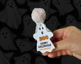 Printable Halloween Ghost Sucker Tags: Kids Party Favors (PDF File)