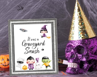 「It Was A Graveyard Smash」サイン - モンスターマッシュパーティーサイン - ハロウィンパーティーサイン - キッズハロウィン - かわいいハロウィンデコレーション - WPW005