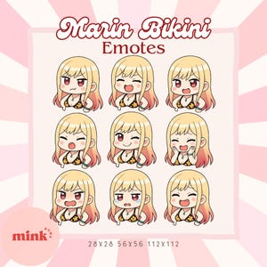 Marin Kitagawa Bikini Chibi Gaming Streamer Twitch Discord YouTube Emote Pack