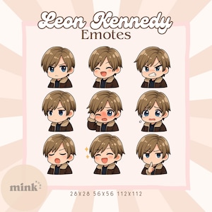 Leon Kennedy Resident Evil 4 Remake Streamer de jogos Twitch Discord YouTube Pacote de emotes
