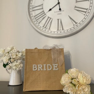 Wedding Jute Bag Bride To Be Bag Bridesmaid Jute Bag Hen Party Bags Bride To Be Gift image 5