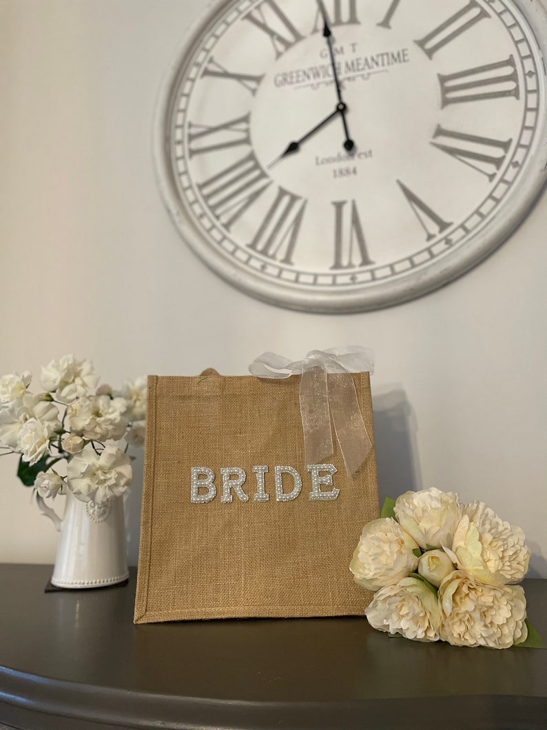 Wedding Jute Bag Bride To Be Bag Bridesmaid Jute Bag Hen Party Bags Bride To Be Gift image 5