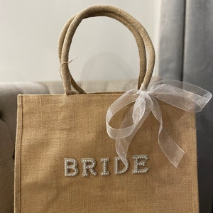 Wedding Jute Bag Bride To Be Bag Bridesmaid Jute Bag Hen Party Bags Bride To Be Gift image 7