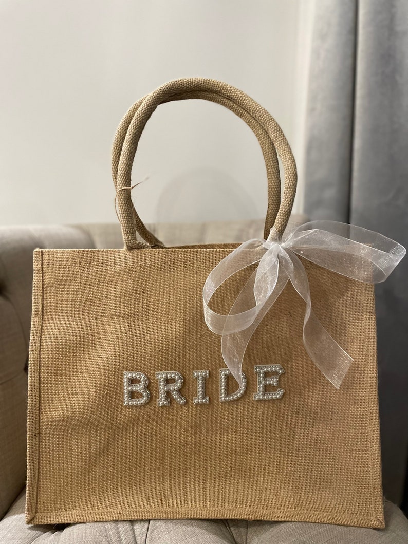 Wedding Jute Bag Bride To Be Bag Bridesmaid Jute Bag Hen Party Bags Bride To Be Gift image 7