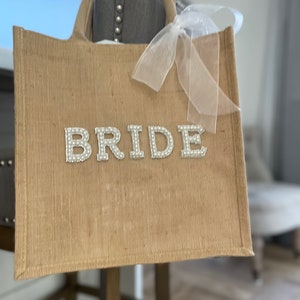 Bride bag, bride to be bag, bride jute bag.