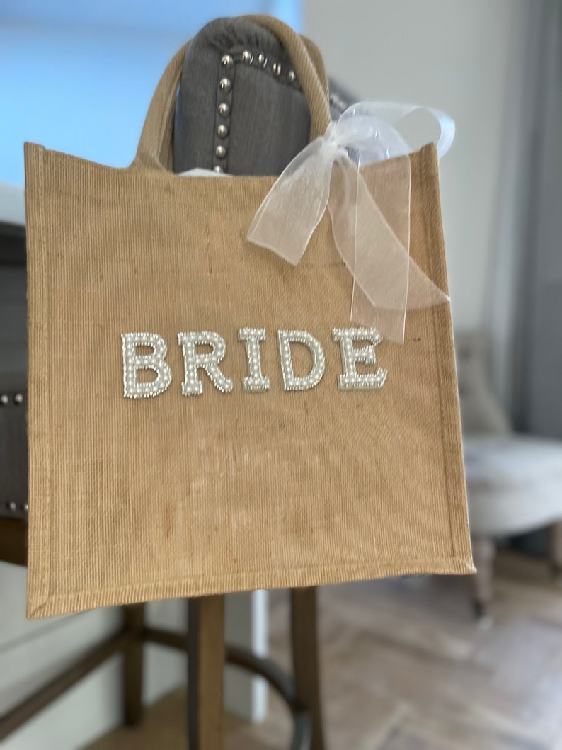 Bride bag, bride to be bag, bride jute bag.
