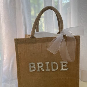 Bride bag, bride to be bag, bride jute bag, bride gift bag.