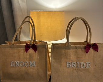 Wedding Jute Bag| Bride To Be Bag| Bridesmaid Jute Bag | His/her bag| Bride To Be Gift | groom to be | bridal gifts |