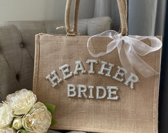 Wedding Jute Bag| Personalised Bride To Be Bag| personalised Jute Bag | Hen Party Bags| Personalised Bride To Be Gift |