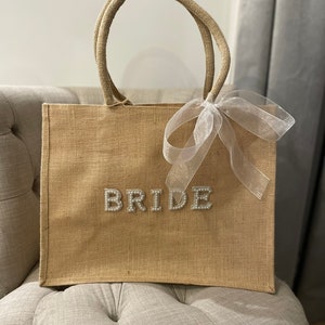 Wedding Jute Bag Bride To Be Bag Bridesmaid Jute Bag Hen Party Bags Bride To Be Gift image 6