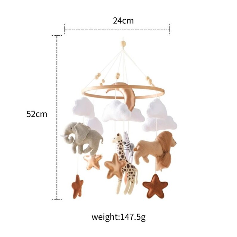 Safari Animal Baby Mobile, Wooden Cot Mobile, Lion Baby Mobile,animal