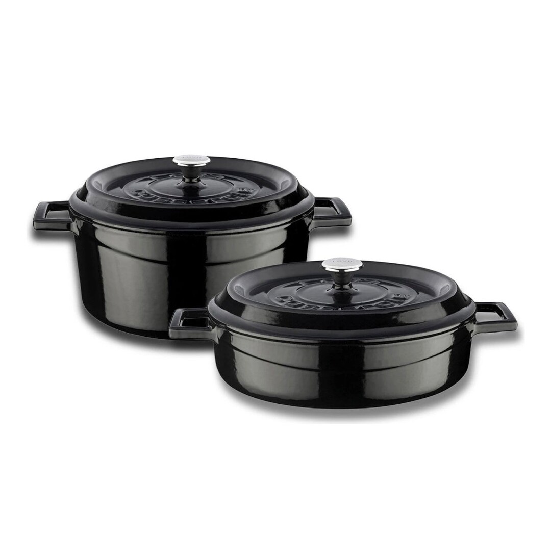 Cast Iron Pot Set Black Pot Set Black Cookware Set Iron Etsy