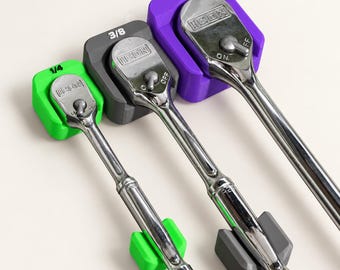 Universal Magnetic Ratchet Holder | Countoured Low Profile Ratchet Organizer | Toolbox Tool Organizer