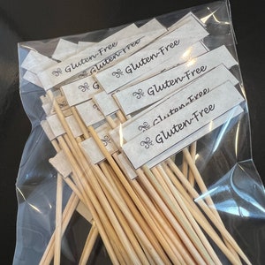 Gluten-Free, Food Labels/Flags/Toothpicks -Quantity 50   Food Labels,  Allergen Labels, Catering, Party, Sandwiches, Custom,  Restaurant,