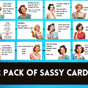 Pack of 12 Cards - Funny Sassy Card Set - Cards for friends - Funny Birthday Cards