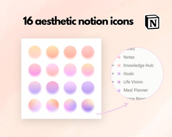 Notion Icons - Digital Sticker Pack PNG for Life Planner, Notion Template, Digital Planner, Iphone App Icon, Instagram Icon, Desktop Icon