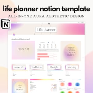 Life Planner Notion Template | Aesthetic Notion Dashboard, Notion Planner, All in One Notion Template, Personal Planner, Digital Agenda