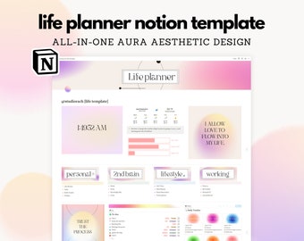 Life Planner Notion Template | Aesthetic Notion Dashboard, Notion Planner, All in One Notion Template, Personal Planner, Digital Agenda