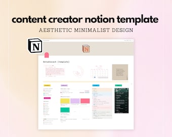 Content Creator Notion Template, Notion Social Media Planner, YouTube, TikTok, Instagram Scheduler, All-In-One Simple Business Dashboard