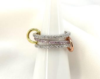 Zara - Multi Linked Rings | Linked Eternity Rings | White Gold Cubic Zirconia Ring Set | Sterling Silver Rings | Inter Connected Rings