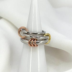 Multi Linked Rings | Linked Eternity Rings | White Gold Cubic Zirconia Ring Set | Sterling Silver Linked Rings | Inter Connected Rings