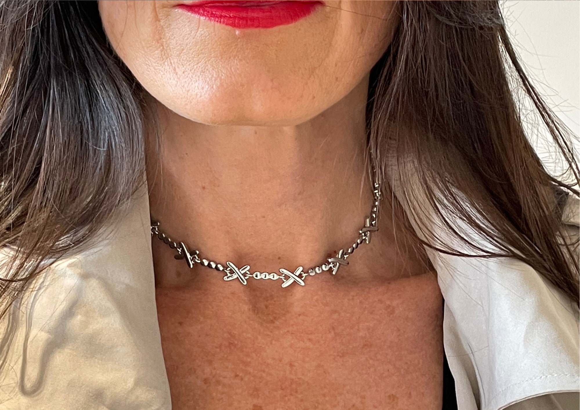 All Silver Gemma Choker Necklace Silver Choker Necklace Etsy UK